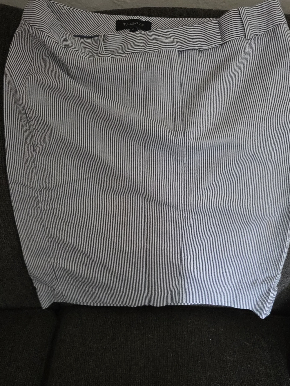 Talbots Navy and White Pinstriped Pencil Skirt